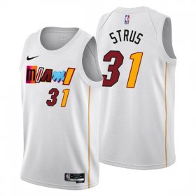 Wholesale Cheap Men\'s Miami Heat #31 Max Strus 2022-23 White City Edition Stitched Jersey