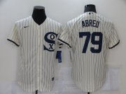 Wholesale Cheap Men's Chicago White Sox #79 Jose Abreu 2021 Cream Navy Field of Dreams Name Flex Base Stitched Jersey