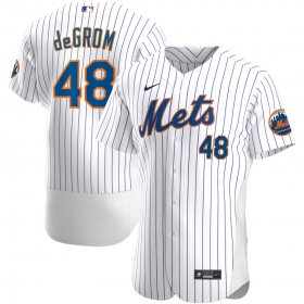 Wholesale Cheap New York Mets #48 Jacob deGrom Men\'s Nike White Home 2020 Authentic Player MLB Jersey