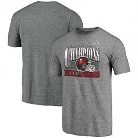 Wholesale Cheap Men\'s Tampa Bay Buccaneers Fanatics Branded Heathered Gray 2 Time Super Bowl Champions Nickel Tri Blend T-Shirt