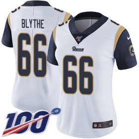Wholesale Cheap Nike Rams #66 Austin Blythe White Women\'s Stitched NFL 100th Season Vapor Untouchable Limited Jersey