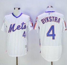 Wholesale Cheap Mets #4 Lenny Dykstra White(Blue Strip) Flexbase Authentic Collection Alternate Stitched MLB Jersey