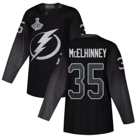 Cheap Adidas Lightning #35 Curtis McElhinney Black Alternate Authentic 2020 Stanley Cup Champions Stitched NHL Jersey