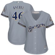 Wholesale Cheap Brewers #46 Corey Knebel Grey Road Women's Stitched MLB Jersey