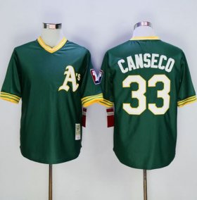 Wholesale Cheap Mitchell And Ness Athletics #33 Jose Canseco Green Throwback Stitched MLB Jersey