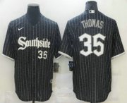 Wholesale Cheap Men's Chicago White Sox #35 Frank Thomas Black With Small Number 2021 City Connect Stitched MLB Cool Base Nike Jersey