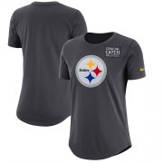 Wholesale Cheap NFL Women's Pittsburgh Steelers Nike Anthracite Crucial Catch Tri-Blend Performance T-Shirt