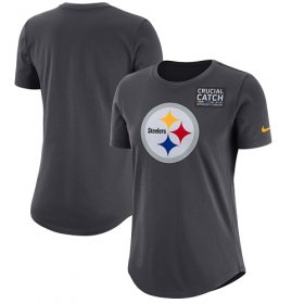 Wholesale Cheap NFL Women\'s Pittsburgh Steelers Nike Anthracite Crucial Catch Tri-Blend Performance T-Shirt