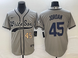 Wholesale Cheap Men's Chicago White Sox #45 Michael Jordan Number Grey Cool Base Stitched Baseball Jersey