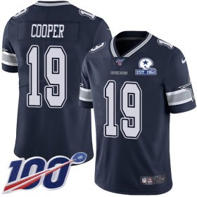 Wholesale Cheap Nike Cowboys #19 Amari Cooper Navy Blue Team Color Men\'s Stitched With Established In 1960 Patch NFL 100th Season Vapor Untouchable Limited Jersey