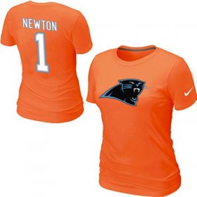 Wholesale Cheap Women\'s Nike Carolina Panthers #1 Cam Newton Name & Number T-Shirt Orange