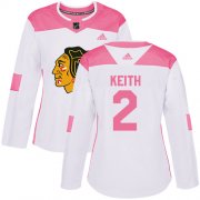 Wholesale Cheap Adidas Blackhawks #2 Duncan Keith White/Pink Authentic Fashion Women's Stitched NHL Jersey