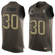 Wholesale Cheap Nike Panthers #30 Stephen Curry Green Men's Stitched NFL Limited Salute To Service Tank Top Jersey