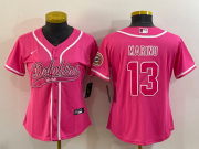 Wholesale Cheap Women's Miami Dolphins #13 Dan Marino Pink With Patch Cool Base Stitched Baseball Jersey