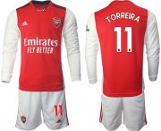 Wholesale Cheap Men 2021-2022 Club Arsenal home red Long Sleeve 11 Soccer Jersey