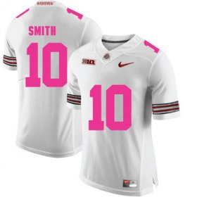 Wholesale Cheap Ohio State Buckeyes 10 Troy Smith White 2018 Breast Cancer Awareness College Football Jersey