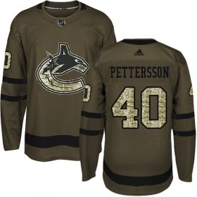 Wholesale Cheap Adidas Canucks #40 Elias Pettersson Green Salute to Service Youth Stitched NHL Jersey