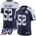 Wholesale Cheap Nike Cowboys #52 Connor Williams Navy Blue Thanksgiving Men's Stitched With Established In 1960 Patch NFL 100th Season Vapor Untouchable Limited Throwback Jersey
