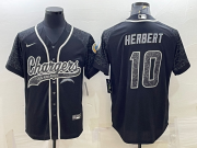 Wholesale Cheap Men's Los Angeles Chargers #10 Justin Herbert Black Reflective Limited Stitched Football Jersey
