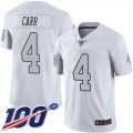 Wholesale Cheap Nike Raiders #4 Derek Carr White Men's Stitched NFL Limited Rush 100th Season Jersey