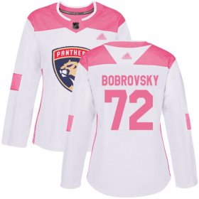 Wholesale Cheap Adidas Panthers #72 Sergei Bobrovsky White/Pink Authentic Fashion Women\'s Stitched NHL Jersey