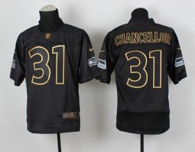 Wholesale Cheap Nike Seahawks #31 Kam Chancellor Black Gold No. Fashion Men\'s Stitched NFL Elite Jersey