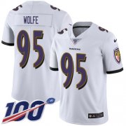Wholesale Cheap Nike Ravens #95 Derek Wolfe White Men's Stitched NFL 100th Season Vapor Untouchable Limited Jersey