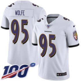 Wholesale Cheap Nike Ravens #95 Derek Wolfe White Men\'s Stitched NFL 100th Season Vapor Untouchable Limited Jersey