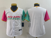 Wholesale Youth San Diego Padres Blank White 2022 City Connect Cool Base Stitched Jersey
