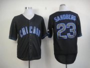 Wholesale Cheap Cubs #23 Ryne Sandberg Black Fashion Stitched MLB Jersey