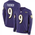 Wholesale Cheap Nike Ravens #9 Justin Tucker Purple Team Color Men's Stitched NFL Limited Therma Long Sleeve Jersey