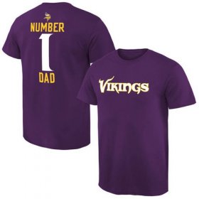 Wholesale Cheap Men\'s Minnesota Vikings Pro Line College Number 1 Dad T-Shirt Purple
