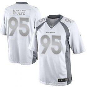 Wholesale Cheap Nike Broncos #95 Derek Wolfe White Men\'s Stitched NFL Limited Platinum Jersey