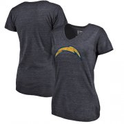 Wholesale Cheap Women's Los Angeles Chargers NFL Pro Line by Fanatics Branded Navy Distressed Team Logo Tri-Blend T-Shirt