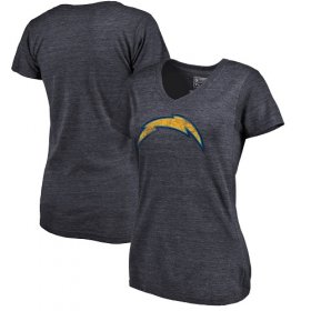 Wholesale Cheap Women\'s Los Angeles Chargers NFL Pro Line by Fanatics Branded Navy Distressed Team Logo Tri-Blend T-Shirt
