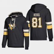 Wholesale Cheap Pittsburgh Penguins #81 Phil Kessel Black adidas Lace-Up Pullover Hoodie