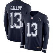 Wholesale Cheap Nike Cowboys #13 Michael Gallup Navy Blue Team Color Men's Stitched NFL Limited Therma Long Sleeve Jersey