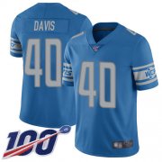 Wholesale Cheap Nike Lions #40 Jarrad Davis Blue Team Color Men's Stitched NFL 100th Season Vapor Limited Jersey