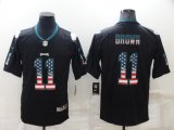 Wholesale Cheap Men's Philadelphia Eagles #11 A. J. Brown Black USA Flag Color Rush Limited Stitched Jersey