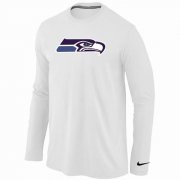 Wholesale Cheap Nike Seattle Seahawks Logo Long Sleeve T-Shirt White