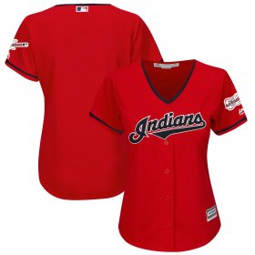 Wholesale Cheap Cleveland Indians Blank Majestic Women\'s Alternate 2019 All-Star Game Patch Cool Base Team Jersey Scarlet