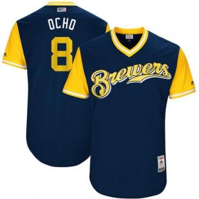 Wholesale Cheap Brewers #8 Ryan Braun Navy \"Ocho\" Players Weekend Authentic Stitched MLB Jersey