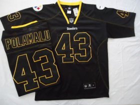 Wholesale Cheap Steelers #43 Troy Polamalu Black Field Shadow Stitched NFL Jersey