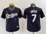 Wholesale Cheap Youth Los Angeles Dodgers #7 Julio Urias Number Black Turn Back The Clock Stitched Cool Base Jersey1