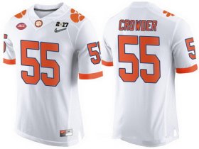 Wholesale Cheap Men\'s Clemson Tigers #55 Tyrone Crowder White 2017 Championship Game Patch Stitched CFP Nike Limited Jersey