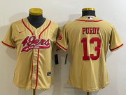 Wholesale Cheap Women's San Francisco 49ers #13 Brock Purdy Gold With Patch Cool Base Stitched Baseball Jersey