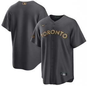 Wholesale Cheap Men\'s Toronto Blue Jays Blank Charcoal 2022 All-Star Cool Base Stitched Baseball Jersey