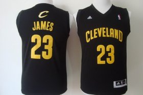 Cheap Cleveland Cavaliers #23 LeBron James Black With Gold Kids Jersey
