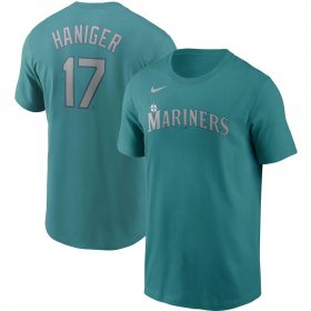 Wholesale Cheap Seattle Mariners #17 Mitch Haniger Nike Name & Number T-Shirt Aqua