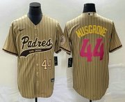 Wholesale Cheap Men's San Diego Padres #44 Joe Musgrove Number Tan Pinstripe 2023 City Connect Cool Base Stitched Jersey